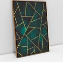 Ver imagem 1 de Quadro Decorativo em Canvas Geométrico Mosaico Verde TaColado Moldura Flutuante 4,5cm Freijó 120 x 8