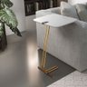 Mesa L50 Lateral Aproximação Sofá Branca Base Dourada - 1
