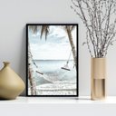 Ver imagem 1 de Quadro Decorativo Rede na Praia 33x24cm:moldura Preta