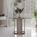 Ver imagem 2 de Base Mesa Redonda Arkadina Madeira e Aço Carbono para Tampo Vidro ou Tampo Madeira Sala