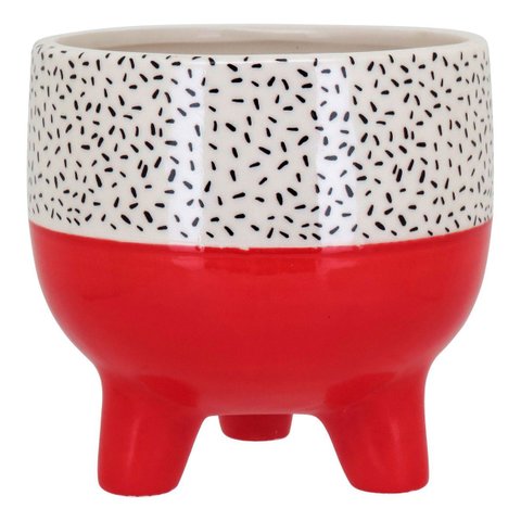 Cachepô de Cerâmica Vermelho 15x16x16cm Vaso Plantas Jardim Sala Suculenta