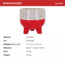 Ver mais imagens de Cachepô de Cerâmica Vermelho 15x16x16cm Vaso Plantas Jardim Sala Suculenta