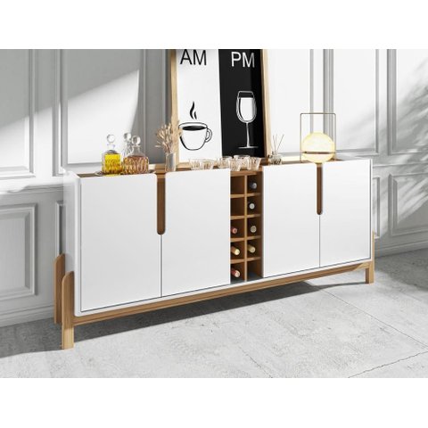 Buffet 4 Portas C/ Prateleiras Luna 1,90 Branco/cedro