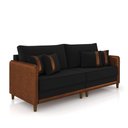 Ver imagem 1 de Sofá 3 Lugares Living 192cm Pé Madeira Valença Marrom/veludo Preto K01 - D\'rossi