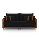 Ver imagem 3 de Sofá 3 Lugares Living 192cm Pé Madeira Valença Marrom/veludo Preto K01 - D\'rossi