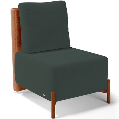 Poltrona Decorativa Sala de Estar Living Hungria L02 Couríssimo Camel Suede Verde Musgo - Lyam Lyam 