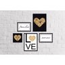 Conjunto Quadros Decorativos 5 peças Família Coração Arte na Arte Moldura Branca - 1