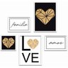 Conjunto Quadros Decorativos 5 peças Família Coração Arte na Arte Moldura Branca - 6