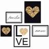 Conjunto Quadros Decorativos 5 peças Família Coração Arte na Arte Moldura Branca - 2
