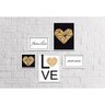Conjunto Quadros Decorativos 5 peças Família Coração Arte na Arte Moldura Branca - 7