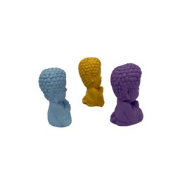 Buda Baby Trio Coloridos Imagem em Gesso Estatueta - 3