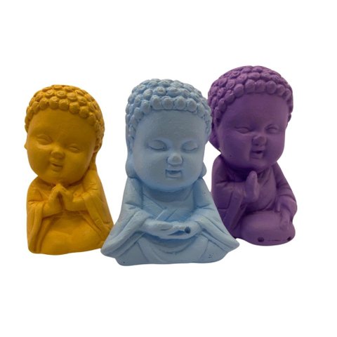 Buda Baby Trio Coloridos Imagem em Gesso Estatueta