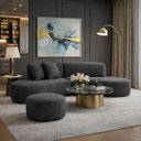 Ver imagem 1 de Sofá Virginia 250cm Luxo Sala Salão 3 Lugares Bouclé:cinza-escuro/liso
