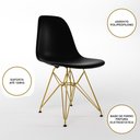 Ver imagem 4 de Mesa Jantar Industrial Quadrada 90cm Branca Base V com 4 Cadeiras Eames Eiffel Pretas Base Dourada