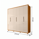 Ver imagem 4 de Guarda-Roupa Casal 6 Portas 4 Gavetas 100% MDF Matisse Cinamomo e Off White