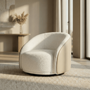 Ver imagem 1 de Poltrona Organica Giratória Luxuosa Bouclé Corino Design Moderno Sala Estar Quarto Hall