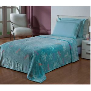 Manta Flannel Infantil Shine 1,50 x 2,20 Andreza - Libelula Verde