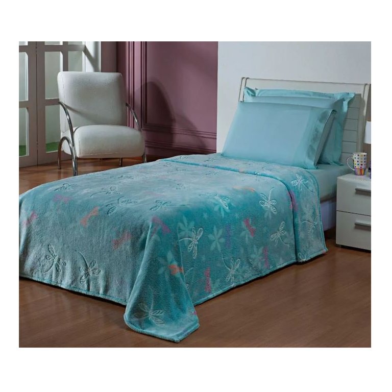 Manta Flannel Infantil Shine 1,50 x 2,20 Andreza - Libelula Verde