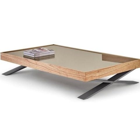 Mesa de Centro Sorotov Base Grafite Tampo Espelhado 120cm - 62079