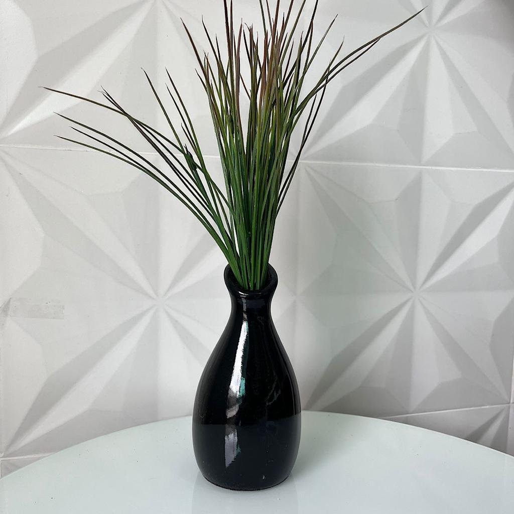 Vaso garrafa preto cerâmico decorativo moderno com planta - 3