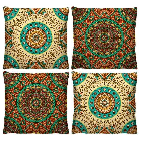 Kit 4 Capas de Almofada Mandala Estampada 40cm x 40cm - 1