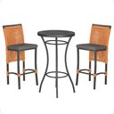 Ver imagem 1 de Mesa Bistro e 2 Banquetas Roma Preta Corda Náutica 11 Terra Cota