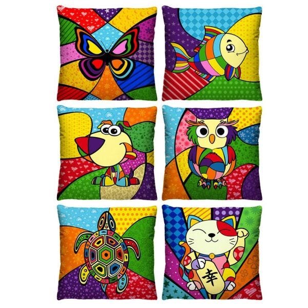 Kit 6 Capas de Almofada Pop Art Estampada 40cm x 40cm - 1