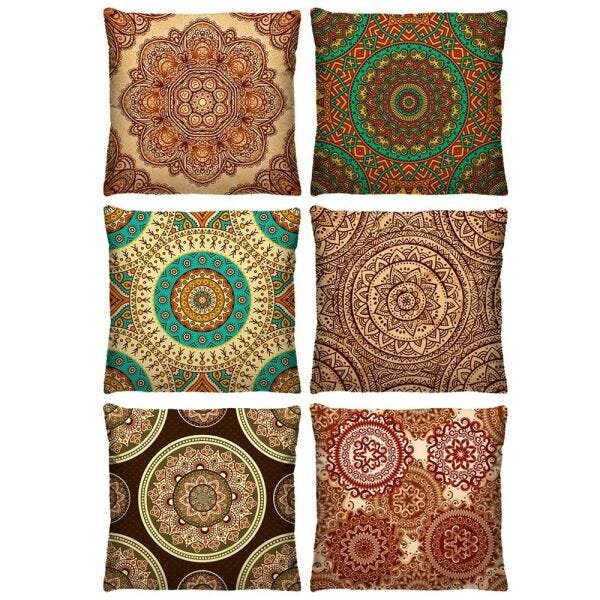 Kit 6 Capas de Almofada Mandala Decorativas 40cm x 40cm - 1