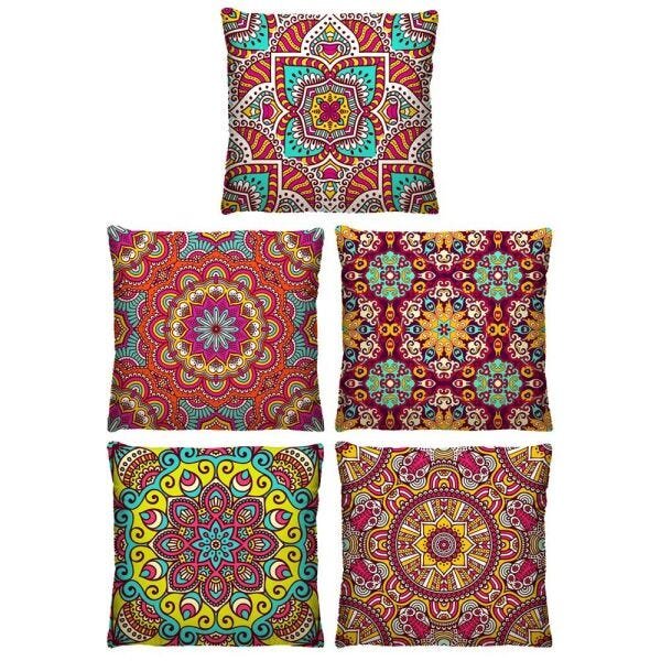 Kit 5 Capas de Almofada Mandala Decorativas para Sofá 40cm - 1