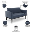 Ver imagem 4 de Sofá Namoradeira e 2 Poltronas Base Madeira Preto Maressa Suede Azul Marinho - Ibiza