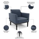 Ver imagem 3 de Sofá Namoradeira e 2 Poltronas Base Madeira Preto Maressa Suede Azul Marinho - Ibiza