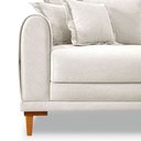 Ver imagem 5 de Sofá 2 Lugares 1,60m Estofado em Bouclé Off White com Pés de Madeira - Logan Lucadi Home