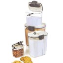 Ver imagem 1 de Kit Organizadores Herméticos 4 Peças – Potes com Vedação, Dispenser e Porta-grãos