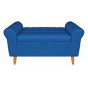 Ver imagem 1 de Recamier Baú Rio 140cm Suede Madeira Maciça Azul Marinho Inova Decor