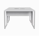 Ver imagem 4 de Mesa Escrivaninha Dupla 30mm Pés Metal com Régua para Tomadas F5 Office Cor:Cinza