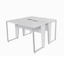 Ver imagem 2 de Mesa Escrivaninha Dupla 30mm Pés Metal com Régua para Tomadas F5 Office Cor:Cinza
