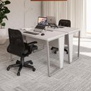Ver imagem 1 de Mesa Escrivaninha Dupla 30mm Pés Metal com Régua para Tomadas F5 Office Cor:Cinza