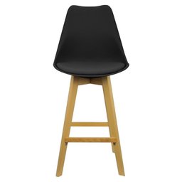 Banqueta Monty Bering Alta Base Fixa Madeira Preta - 2