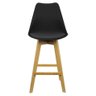 Banqueta Monty Bering Alta Base Fixa Madeira Preta - 2