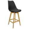 Banqueta Monty Bering Alta Base Fixa Madeira Preta - 1
