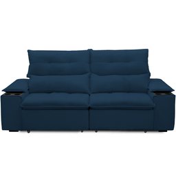 Sofá Retrátil Reclinável para Sala de Estar Living 210cm Ártico F04 Veludo Azul - Lyam Decor - 3