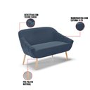 Ver imagem 7 de Namoradeira 02 Lugares Giovana Suede Azul Marinho Pés Palito Natural - D’Rossi