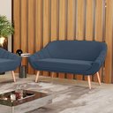 Ver imagem 2 de Namoradeira 02 Lugares Giovana Suede Azul Marinho Pés Palito Natural - D’Rossi
