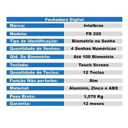 Kit 2 Fechaduras Digital de Sobrepor com Biometria Intelbras Fr220 - 3