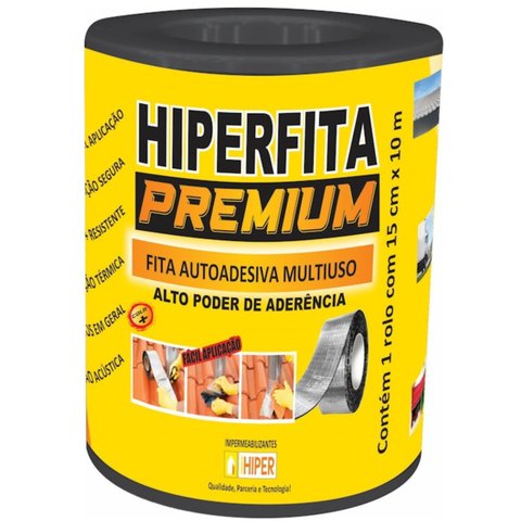 Fita Asfáltica Alumínio Telhado 15CMX10MT Hiperfita Premium