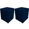 Kit 2 Puff Decorativo Dado Quadrado Suede Azul Marinho - 1