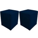 Ver imagem 1 de Kit 2 Puff Decorativo Dado Quadrado Suede Azul Marinho
