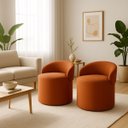 Ver imagem 1 de Kit 2 Puff Encosto Suede Redondo Sala Banco Orgânico Quarto:terracota