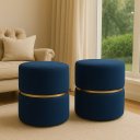 Ver imagem 1 de Kit Puff Cinta no Meio Decorativa Azul Linho