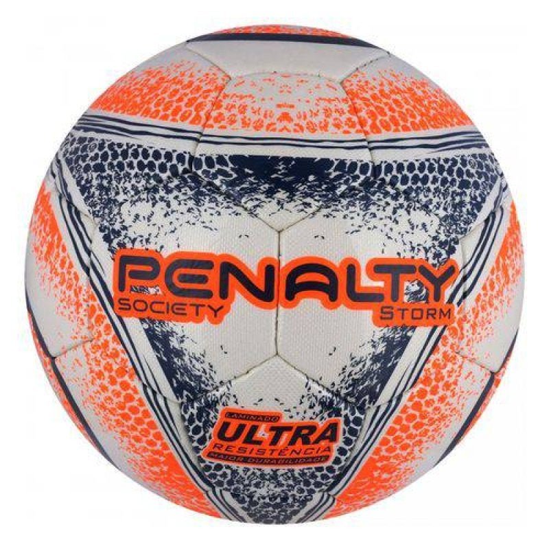Bola de Futebol Society Storm Ultra Resistente C/C Vii - Branca/Laranja ...